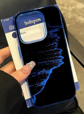 蓝色海浪适用苹果15promax手机壳新款iPhone16防摔14全包12高级感11保护套13大孔透蓝xs小众xr男女8plus个性7