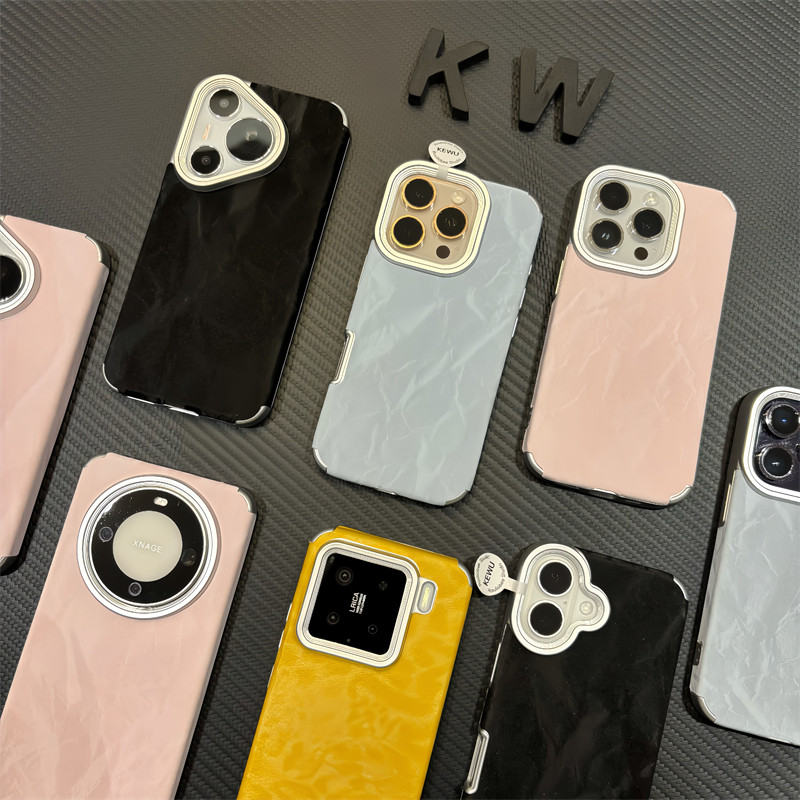 高级感纯色贴皮雪山纹适用苹果17promax手机壳iPhone16新款13磨砂14华为P70荣耀300vivoS20小米15红米K80oppo