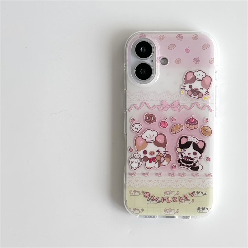 韩系卡通古早两只小猫适用苹果17promax手机壳iPhone16新款15双层壳13华为P70荣耀400vivo小米14红米K80oppo