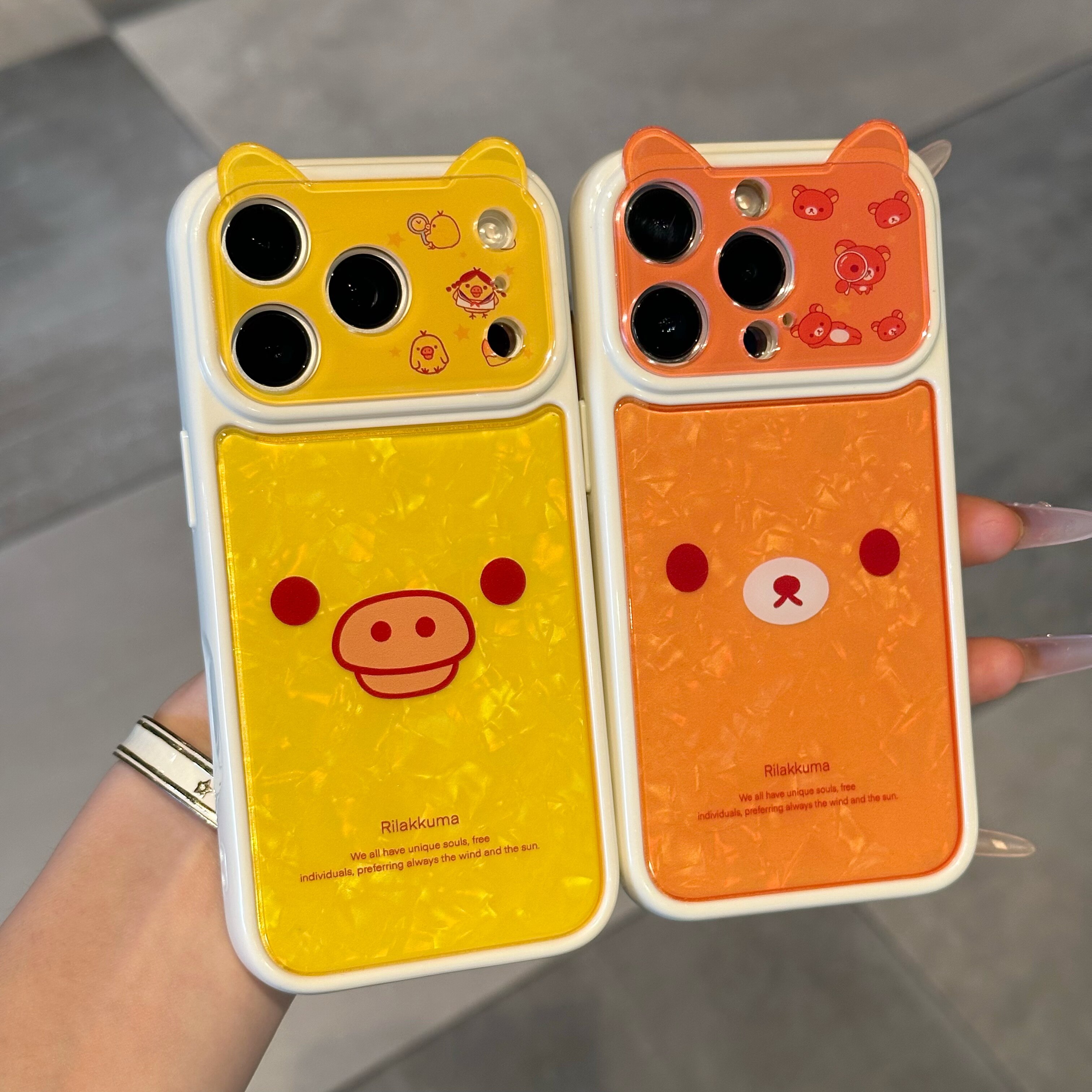超萌立体耳朵轻松熊鼻孔鸡贝壳纹适用iphone17promax苹果16手机壳15pro可爱16promax新款17全包防摔保护套14