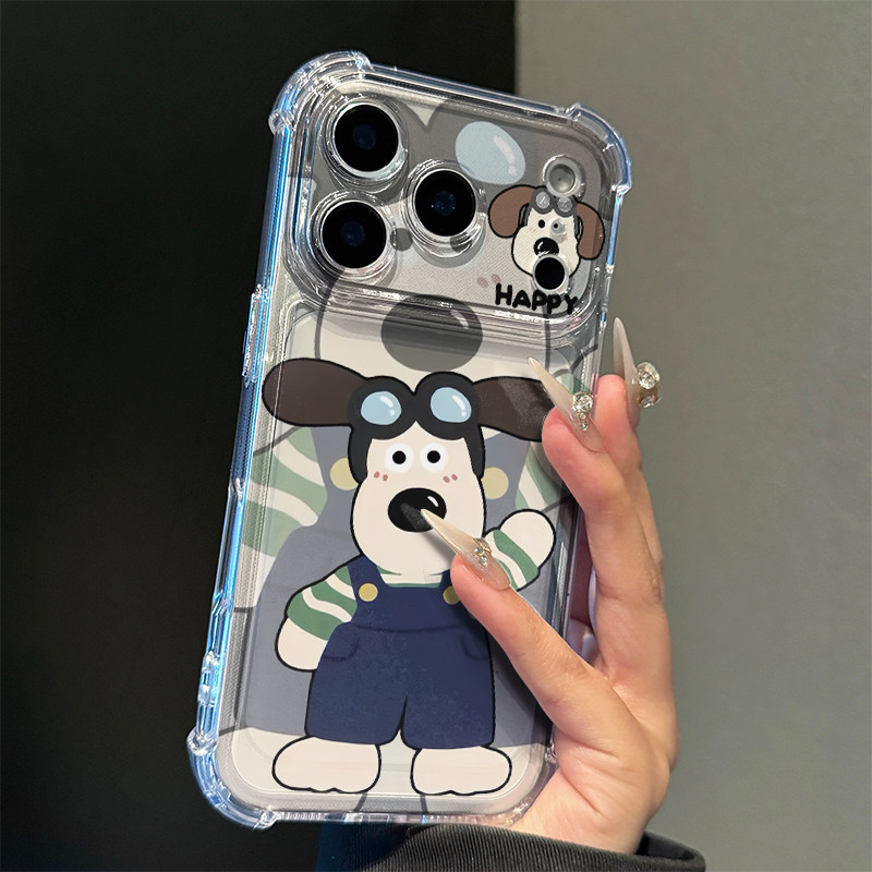挥手大耳狗适用iphone17promax手机壳苹果16/15新款13华为mate70气囊防摔vivos30小米14oppo红米K80荣耀400软