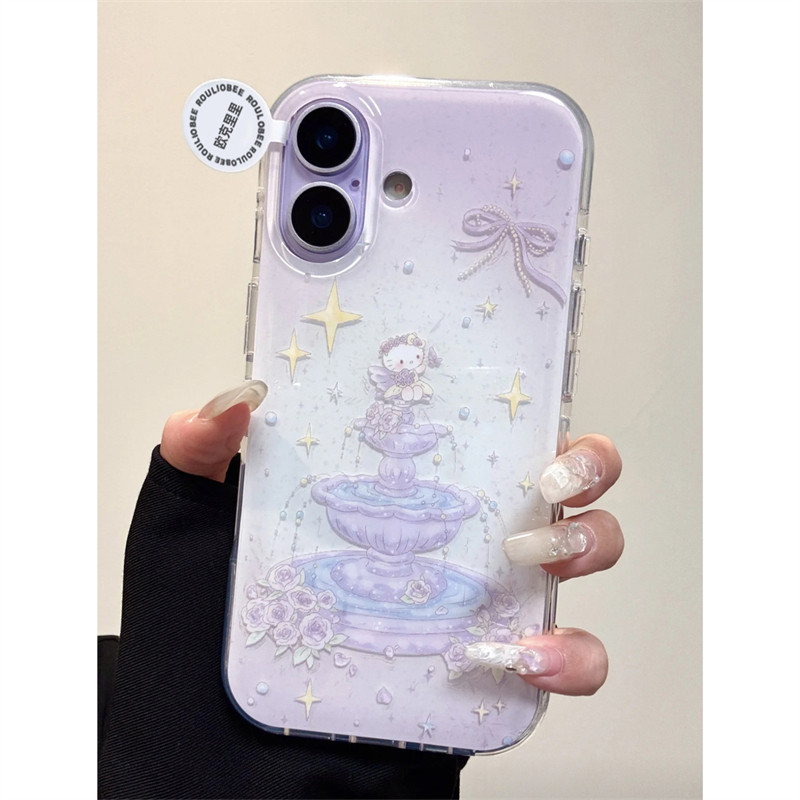 ins紫色可爱猫咪花仙子适用苹果17promax手机壳iPhone16新款15双层壳13华为P70荣耀400vivo小米14红米K80oppo