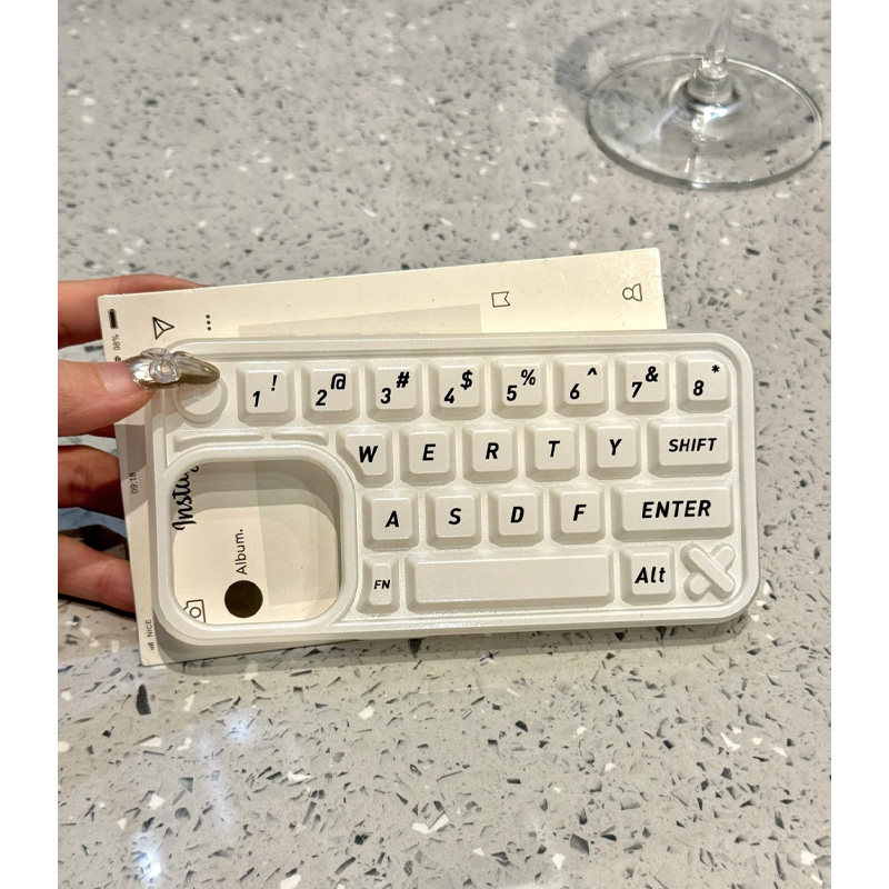 ins简约高级感立体键盘适用iPhone16promax手机壳苹果15新款14pro网红小众13pro创意12女13日韩16全包防摔套