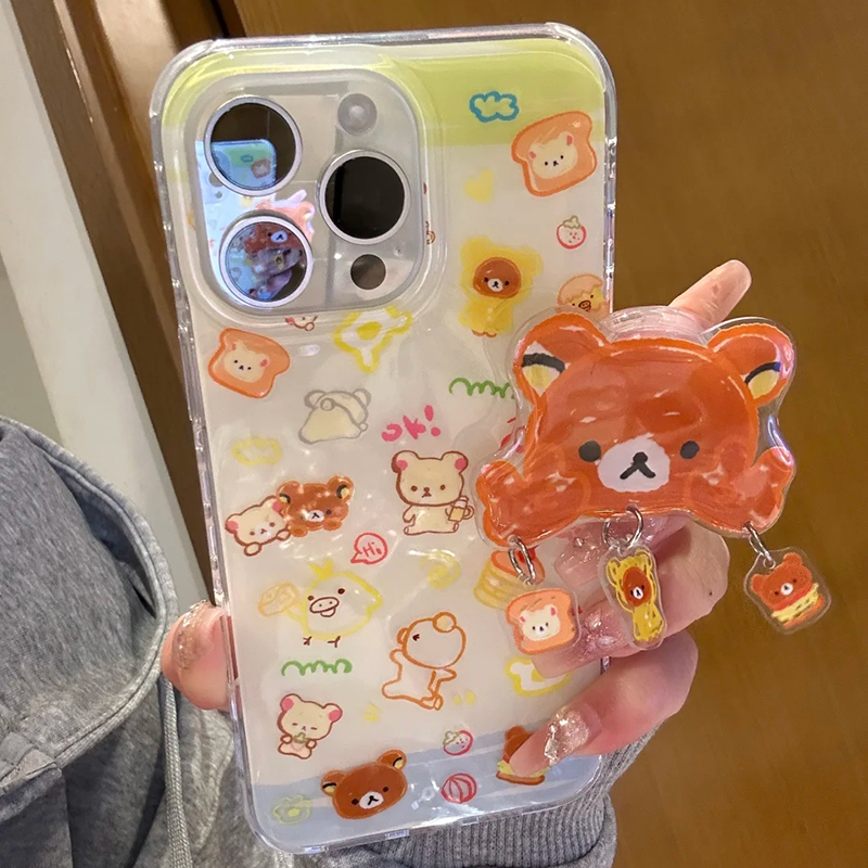 全机型轻松小熊挂坠支架手机壳