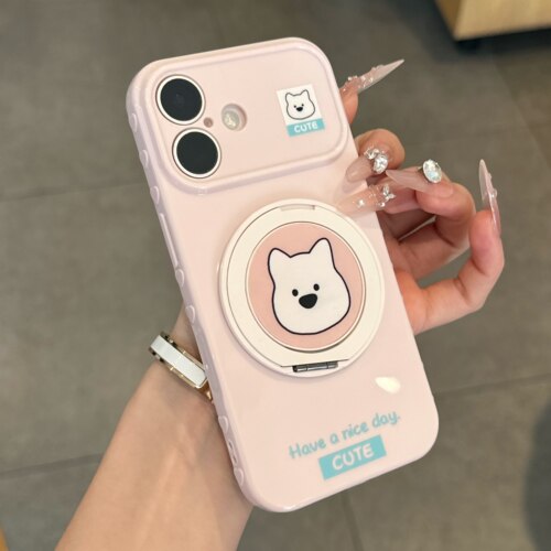 动物头像支架适用苹果17promax手机壳华为mate60pro创意pura70简约OPPOReno15可爱vivos20/x300高级小米17女