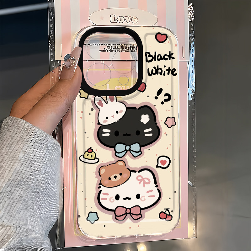 全机型硅胶软壳可爱两只黑白猫