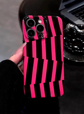 不规则条纹镜面支架适用苹果16promax手机壳iphone小米151413ultra华为pura70mate60红米k80荣耀90vivoiqoo10