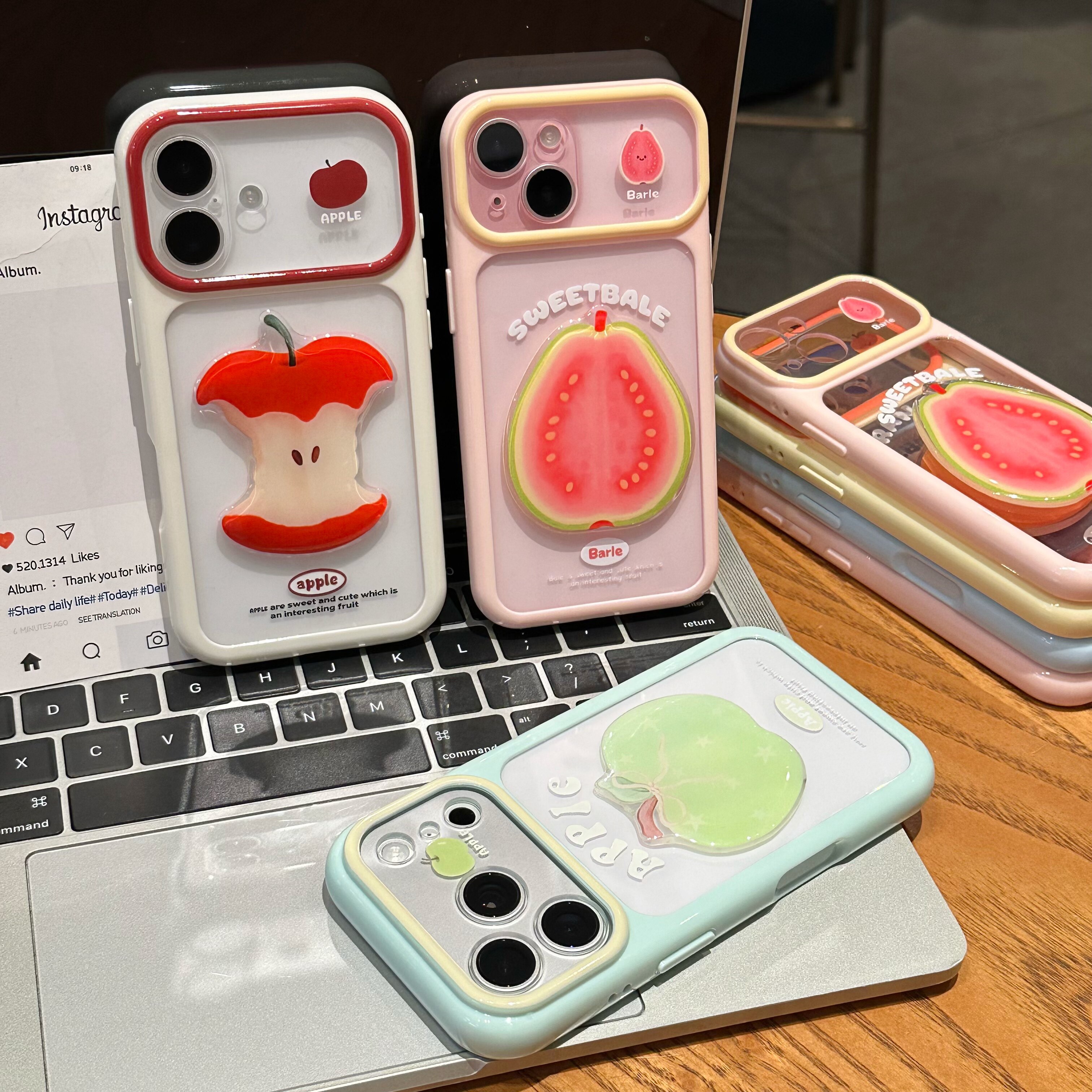 夏日水果贴件撞色视窗适用苹果17promax手机壳iPhone16/15新款14创意13华为PURA90荣耀400vivo小米17红米oppo