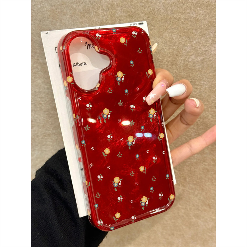全机型硅胶软壳复古红满屏小碎花