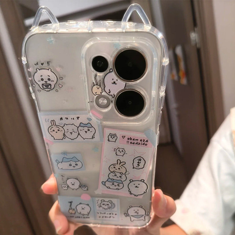 超火吉伊卡哇自嘲熊熊适用苹果17promax手机壳iPhone16新款13猫耳朵14华为P70荣耀400vivo小米15红米K80oppo