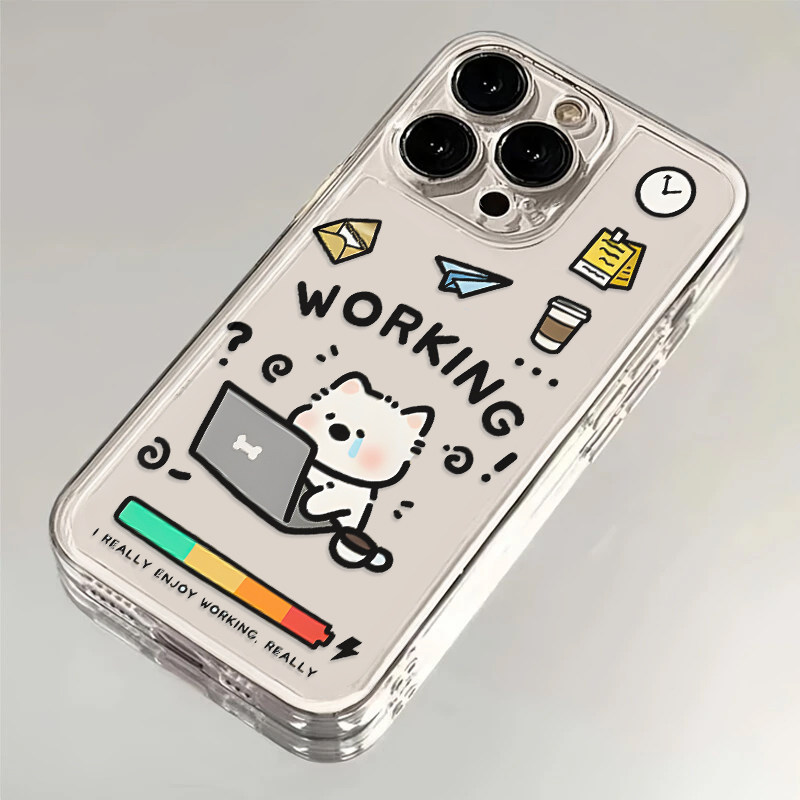 趣味加班小狗适用iphone17promax手机壳苹果16/15/14新款13华为mate70创意vivos30小米17oppo红米K80荣耀400