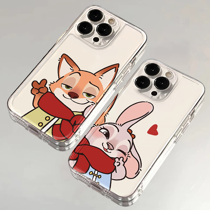尼克朱迪适用苹果16pro手机壳iphone15情侣opporeno13兔子iqooneo10狐狸vivox200一加ace5新年findx8可爱z9/7