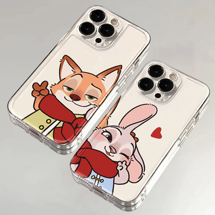 尼克朱迪适用苹果16pro手机壳iphone15情侣opporeno13兔子iqooneo10狐狸vivox200一加ace5新年findx8可爱z9