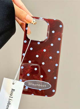 ins风复古红色小波点适用iphone15promax苹果16手机壳14新款13高级12华为P70荣耀vivoiQOO小米红米oppo保护套