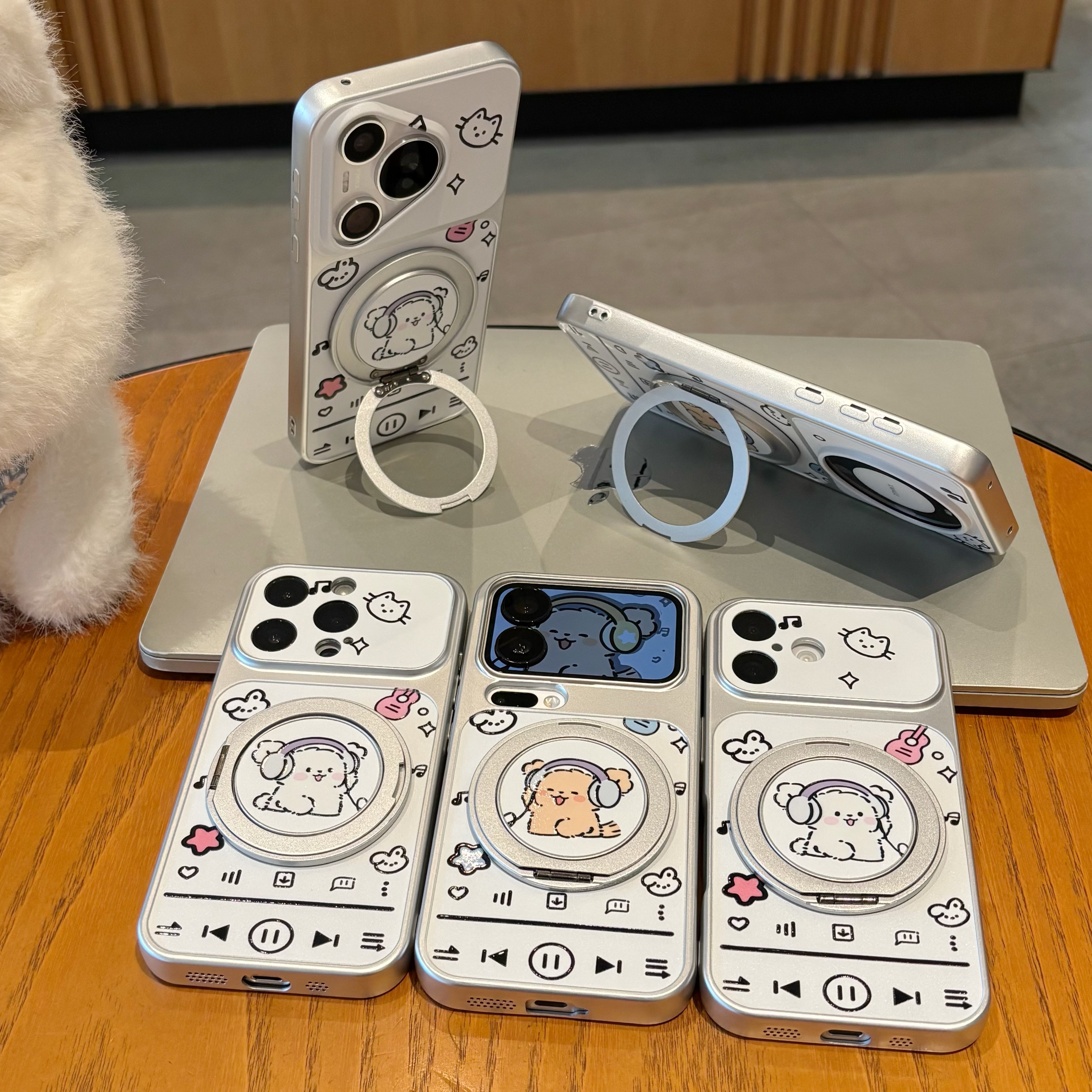 耳机小狗旋转支架适用苹果17promax手机壳iphone16/15新款14华为mate60pro小米17大视窗pura80荣耀400reno13