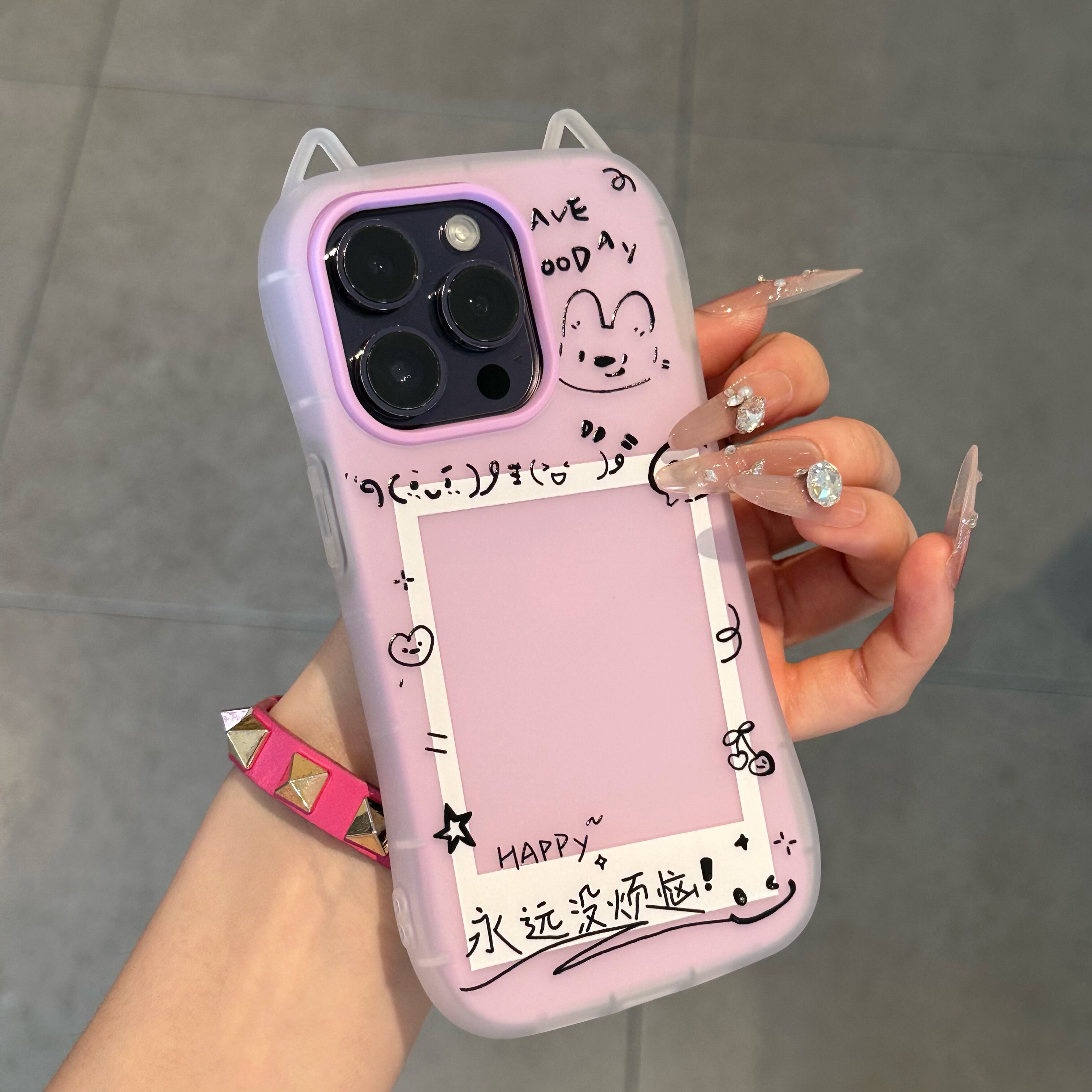 小狗相框可放相片果冻二合一猫耳朵适用iPhone17手机壳苹果16promax新款15pro简约13男女款12pro时尚14pm防摔