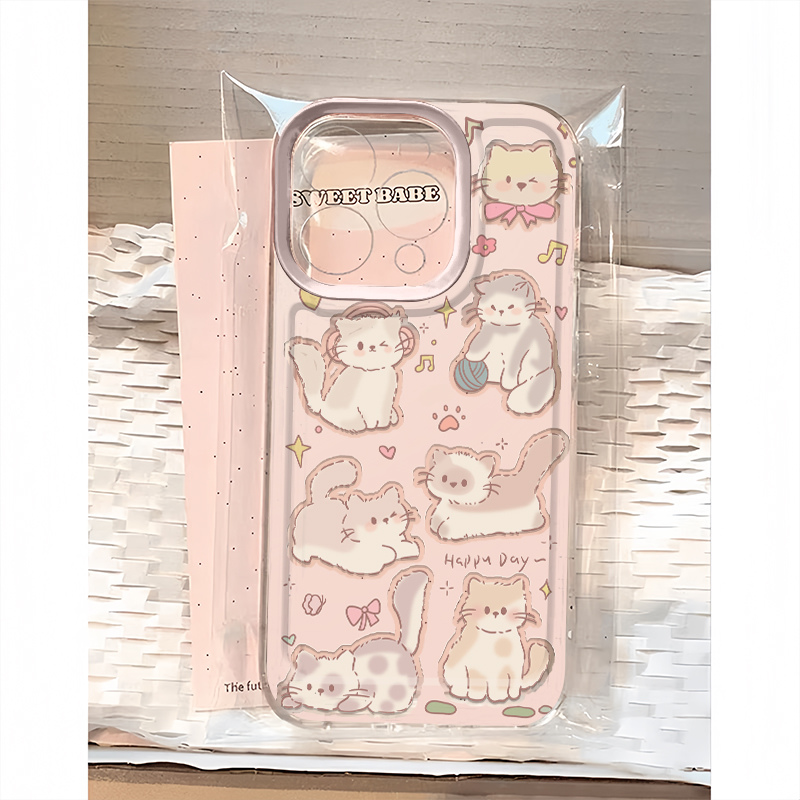 玩耍猫咪适用苹果16plus手机壳iPhone16promax可爱15/14/13/12/11荣耀90华为红米iqoo12透明oppo小米vivox100