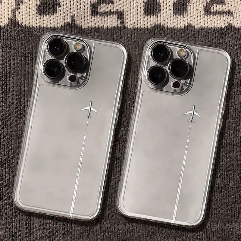 飞机尾迹云适用iphone17promax手机壳苹果16/15新款14简约13华为mate70创意vivos30小米17oppo红米K80荣耀400