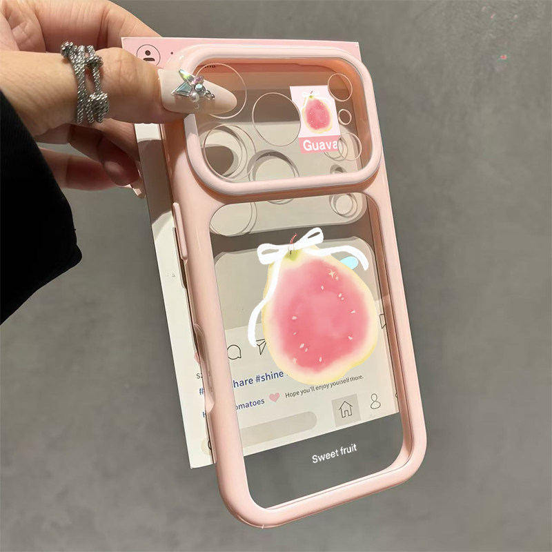 芭乐蝴蝶结简约马卡龙秒变17大视窗适用iPhone17pro苹果15手机壳16ProMax新款11透明12男女13情侣14潮15plus