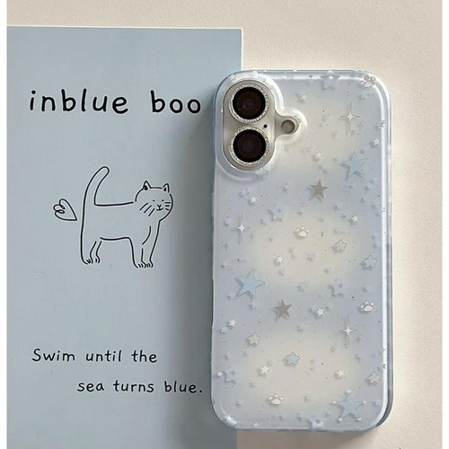 全机型渐变蓝涂鸦星星硅胶软壳