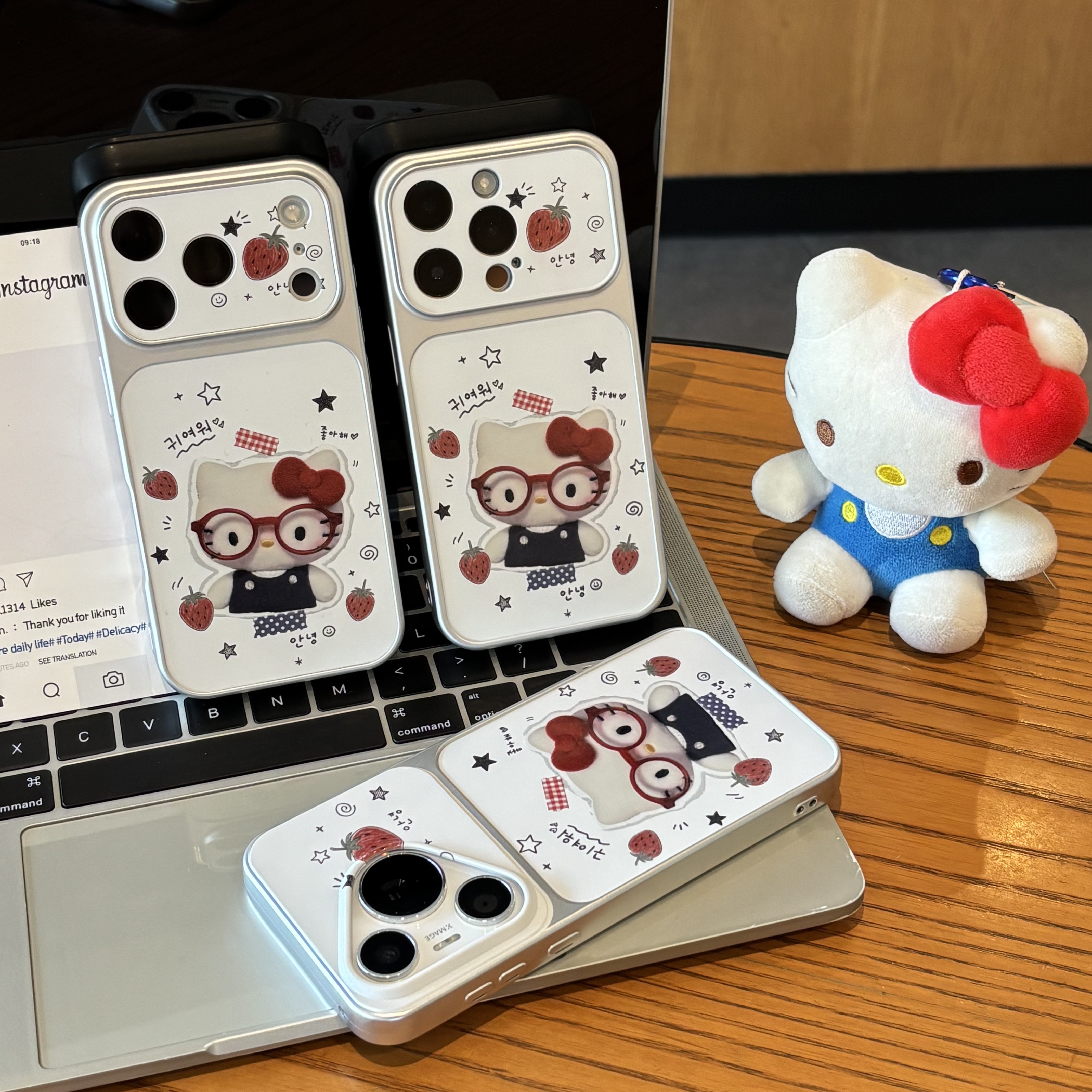 ins红镜框猫咪适用苹果17手机壳iPhone16/15promax新款13华为pura90秒变17大视窗reno15小米14红米K80vivoS50
