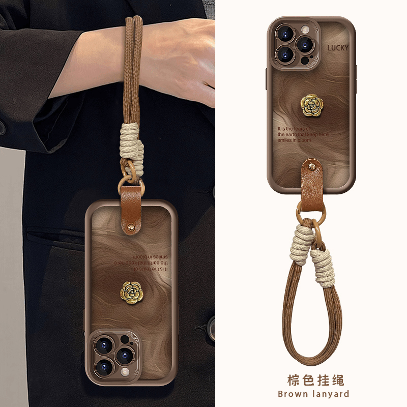 秋冬小香风晕染山茶花适用苹果16promax手机壳iphone15/14新款华为mate60pro女Pura70羊皮荣耀200/S19/Reno12