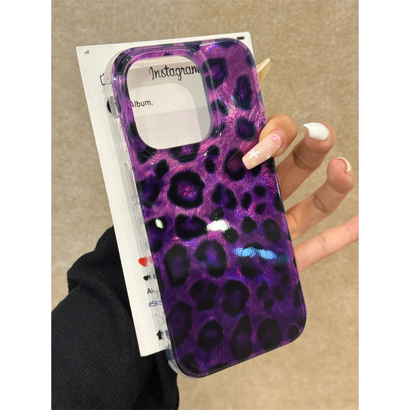 ins气质女神紫色豹纹适用iphone15promax苹果16手机壳11新款13高级12华为荣耀vivoiQOO小米14红米oppo保护套