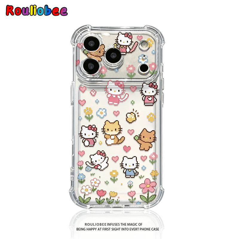像素花朵猫咪适用iphone17promax手机壳苹果16/15/14新款13华为mate80气囊防摔vivos30小米17oppo红米荣耀400