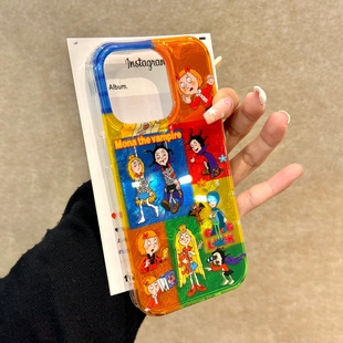 可愛(ài)卡通彩色拼圖小魔女蒙娜適用蘋(píng)果15promax手機(jī)殼iPhone16新款 13高級(jí)感12華為P70榮耀vivo小米14紅米o(hù)ppo