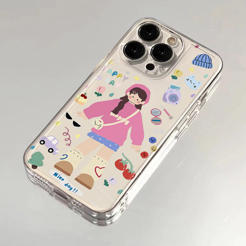 全机型硅胶软壳卡通粉衣挎包女孩