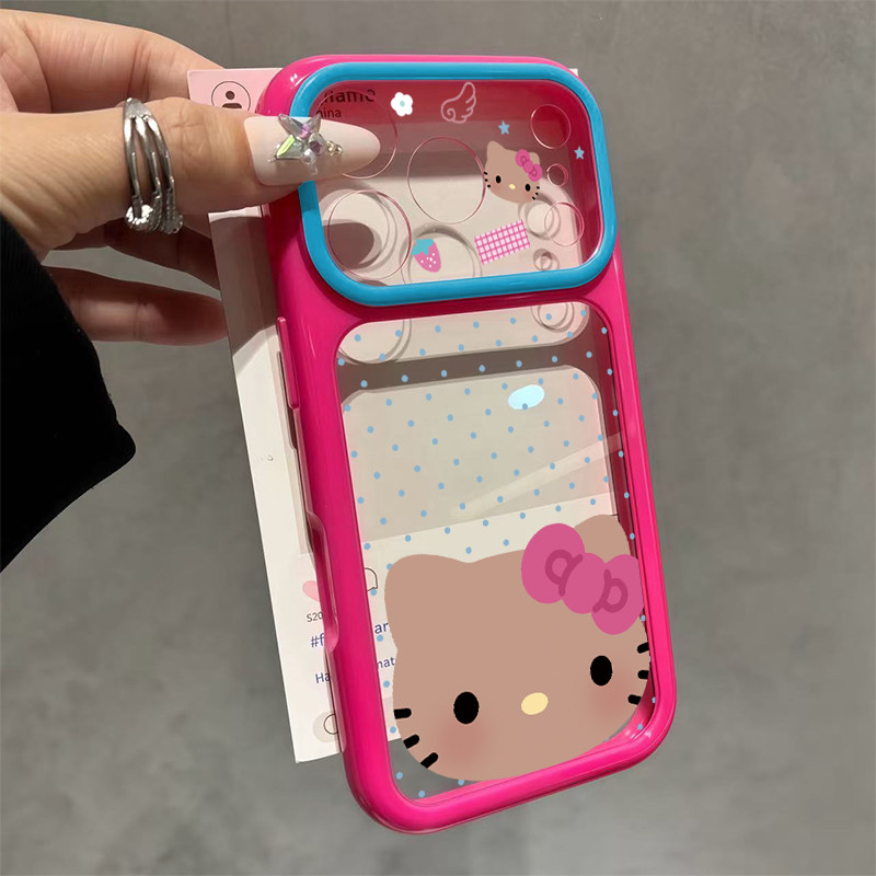 波点黑皮大脸猫咪秒变17大视窗适用iPhone17/16promax手机壳苹果15pro简约马卡龙14卡通13防摔12新款保护套11