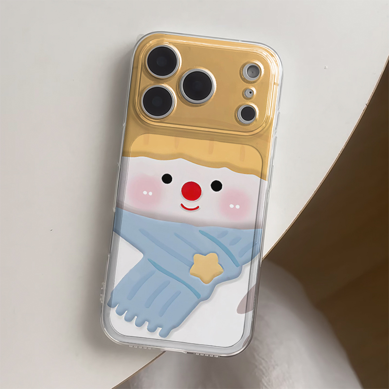 蓝围巾雪人适用iphone17promax手机壳苹果16/15/13新款14华为mate70创意vivos30小米17PROoppo红米K80荣耀400