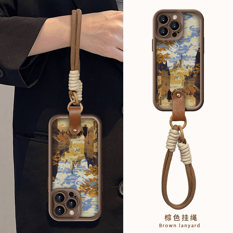 霍格沃兹的秋意适用苹果15promax手机壳腕带挂绳iPhone16/13新款华为mate60pro男女Pura70荣耀200/S19/Reno12