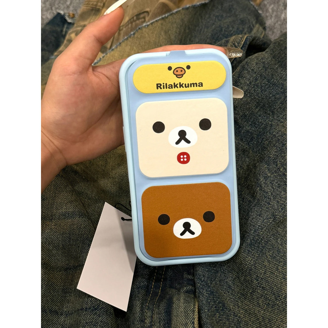 日韩轻松熊适用苹果18/17手机壳新款iPhone16Promax磁吸翻盖皮套13/12/18华为MATE70/60/50/40小米17/15/14Pr