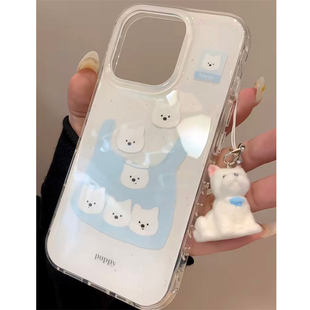 购物袋西高地适用苹果16promax手机壳iphone15pro新款白狗挂件13华为mate70双层IMD壳荣耀vivoY76s小米15OPPO