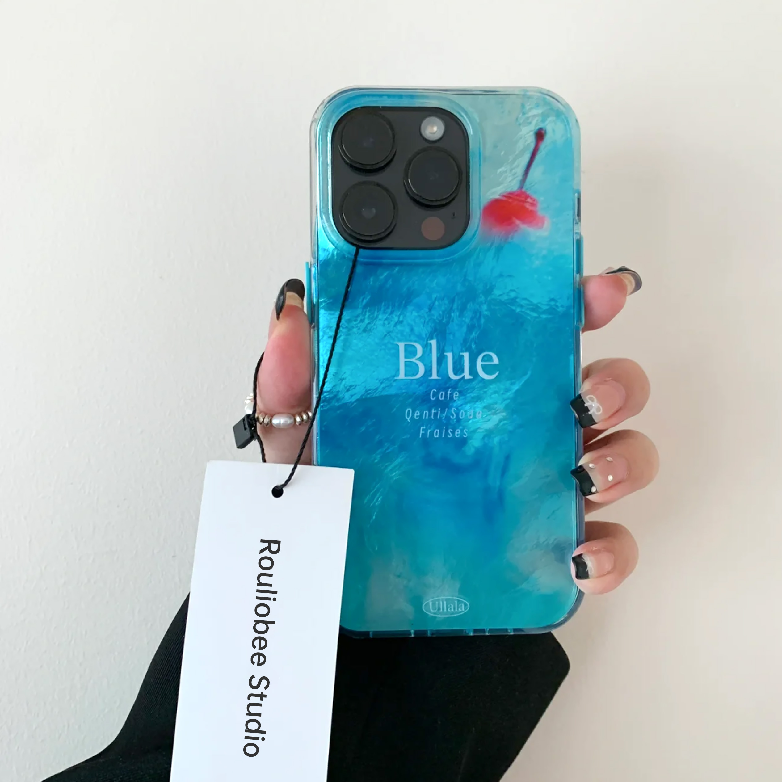 ins小众蓝色樱桃气泡水适用iphone15promax苹果16手机壳11新款13高级12华为荣耀vivo小米红米oppo防摔保护套