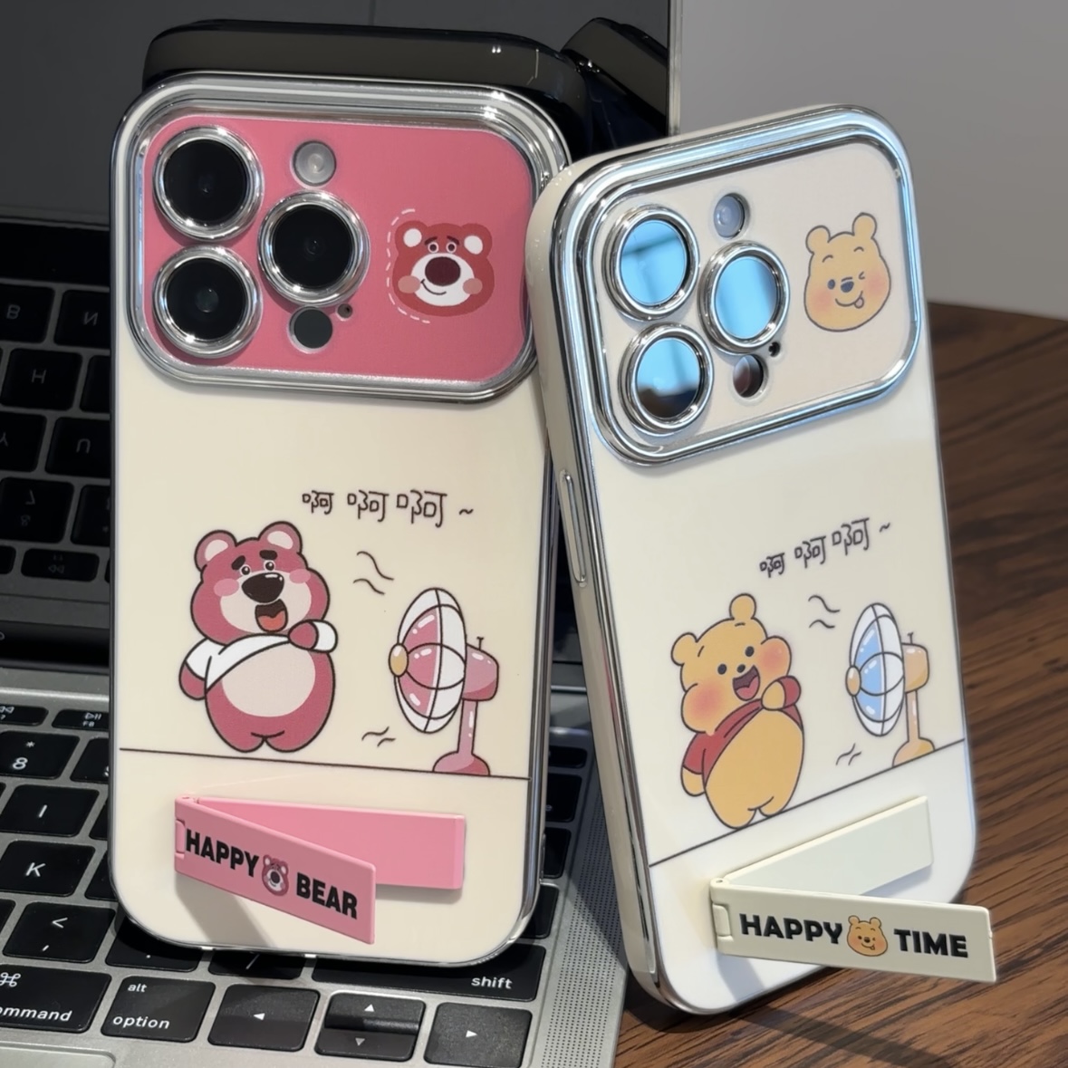 维尼熊草莓支架适用苹果15手机壳iPhone14promax情侣13pro防摔12电镀大视窗11华为/荣耀/oppo/vivo/小米/iqoo