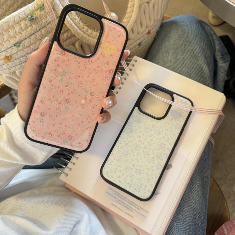 苹果碎花玫瑰肤感二合一硅胶软壳