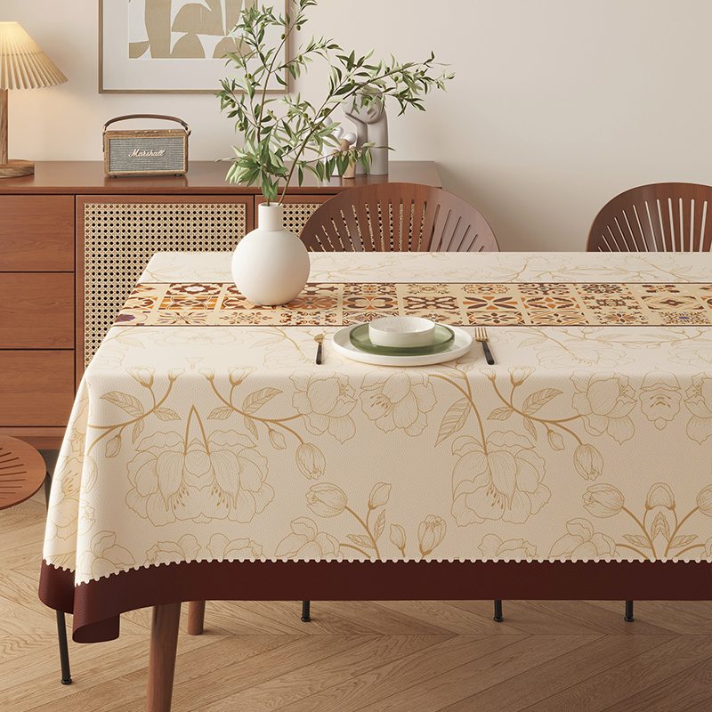 简约复古餐桌布防水油免洗