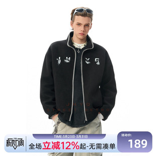 宽松休闲情侣外套潮 卫衣男秋季 JHYQ净化眼球美式 手势印花立领开衫