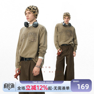 T恤女 水洗做旧320g宽松字母印花长袖 JHYQ净化眼球春季 卫衣男美式