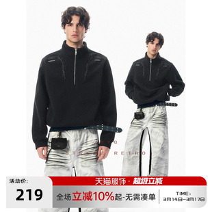 荆棘系列丨JHYQ美式短版半拉链棒球立领卫衣男女印花休闲时尚上衣