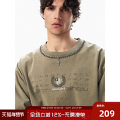 做旧水洗圆领钉珠长袖 水洗系列 JHYO美式 T恤男字母印花宽松卫衣