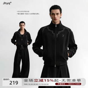 短版型三七分丨JHYQ秋冬荆棘开衫400g卫衣男立领cleanfit夹克外套