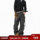 JHYQ净化眼球美式 子 水洗宽松休闲街舞长裤 复古多口袋直筒工装 裤