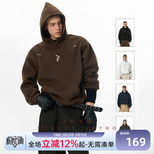JHYQ净化眼球美式 哥特J字母logo连帽卫衣男春秋宽松针织400G帽衫