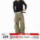 男潮牌阔腿宽松休闲街舞长裤 裤 复古迷彩做旧工装 JHYQ净化眼球美式