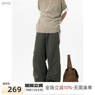 男潮牌cleanfit傘兵休閑褲 JHYQ水洗美式 復(fù)古寬松直筒拉鏈工裝 褲