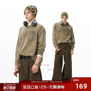 T恤女 水洗做旧320g宽松字母印花长袖 JHYQ净化眼球秋季 卫衣男美式