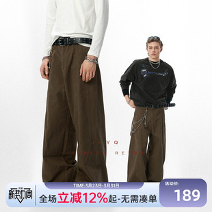 男潮牌水洗宽松美拉德休闲裤 裤 复古棕色直筒工装 JHYQ净化眼球美式